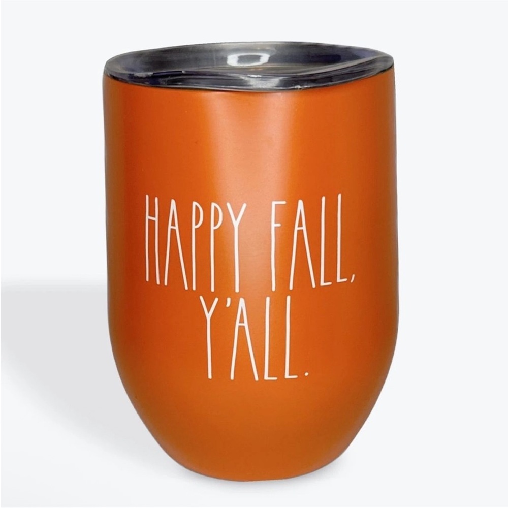 RAE DUNN HAPPY FALL YALL Orange Stainless Steel Insulated Wine Tumbler NEW